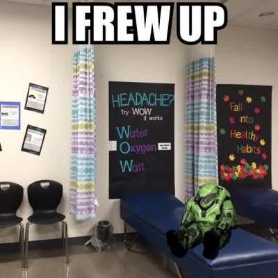 He frew up