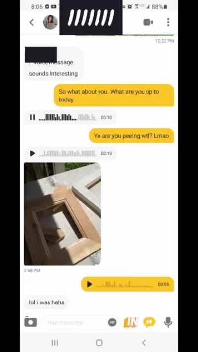Bumble Match records themselves peeing