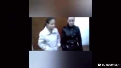European girl makes rivals swallow her spit