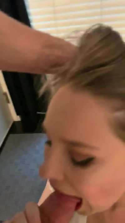 Hotwife u/winterlovekitten has the sexiest eyes when she is sucking on my cock. [oc]