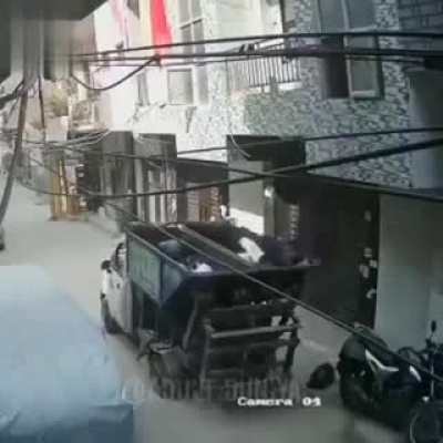 Throwing Garbage directly into the dump truck