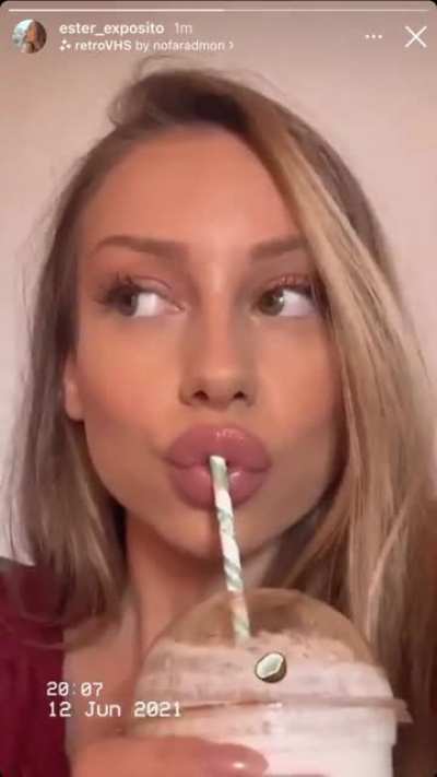 Ester sucking on a straw 🥤