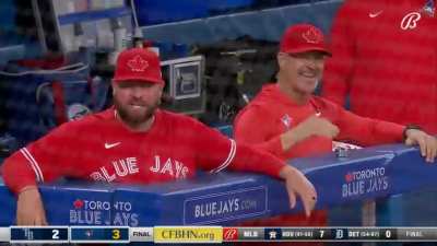 Rays & Jays Coaches Exchanging Pleasantries