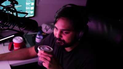 Muta takes a sip and instantly laughs.