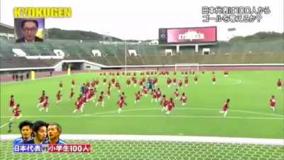 3 professional soccer player vs. 100 kids