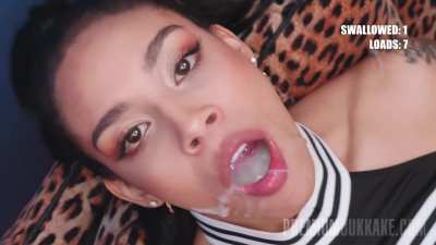 Filling her mouth while being fucked
