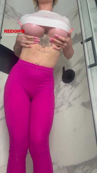 Busty, soaked, and gripping tight