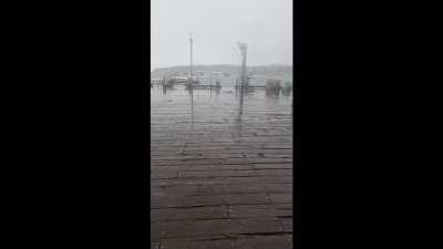 Waves under a dock