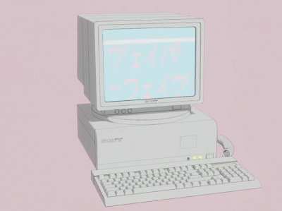 Vaporwave computer, made with blender.