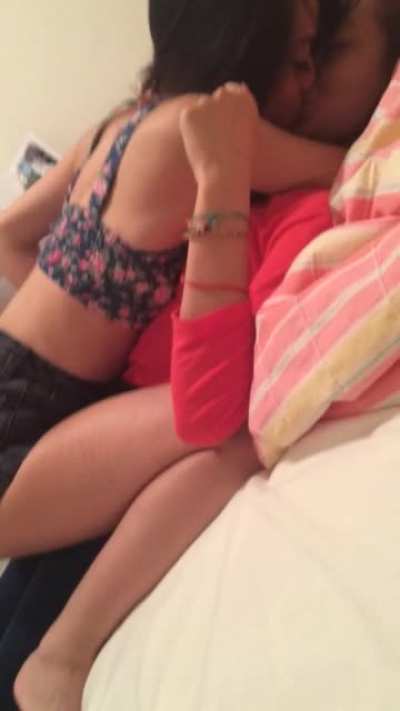 Asian Girls Make Out on the Bed During Party
