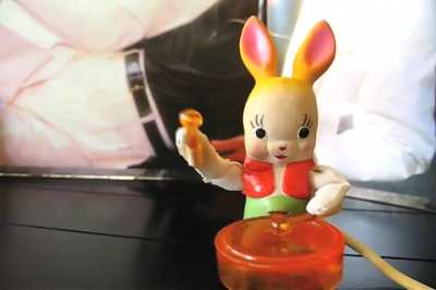 Rabbit plays drums