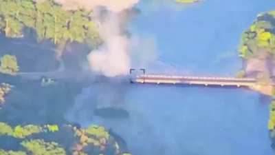 Ukrainian air strike on a bridge over the Seym river in Zvannoe, Kursk (August 2024)