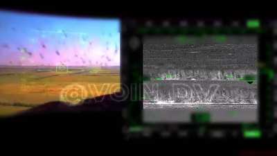 ru pov: Russian Ka-52 helicopter hitting Ukrainian vehicle - HUD and thermal cam. views - Vremerovo bulge