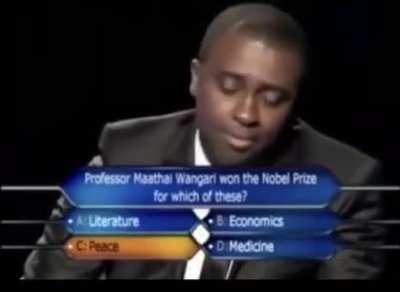 Presenter lets the contestant down gently after answering the final question on Nigerian “Who Wants to Be a Millionaire?”
