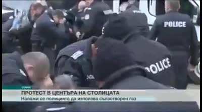 Trying to peper spray protesters against the wind