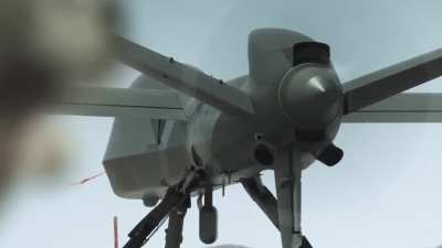 General Atomics Mojave UAS (MQ-9 STOL variant) with dual-mounted miniguns