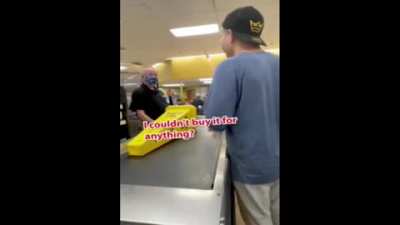 Guy tries to buy store property...