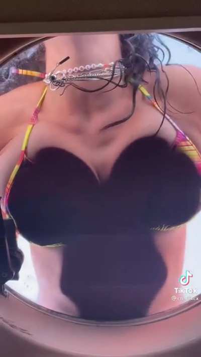 Charli XCX Boobs against glass