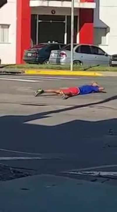 to steal a motorcycle and when the alarm went off he thinks it’s a police siren.