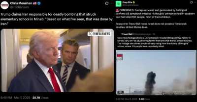 Bellingcat confirms US Tomahawk missile attack on Iranian girls' primary school. Trump, Iranian monarchists, and Zionist commentators all falsely claimed the attack was carried out by Iran. Some Zionists & monarchists simultaneously defended the attac