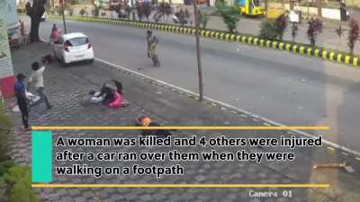 Car crashes into 5, kills 1. Driver and his father surrender.