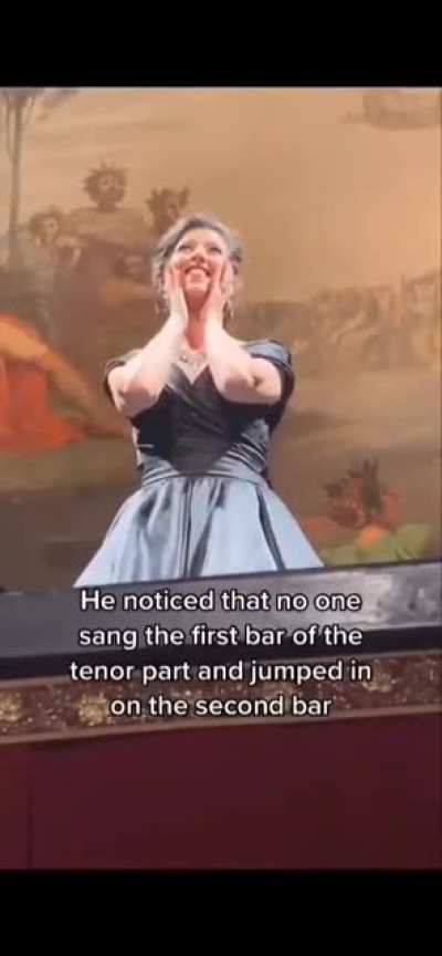 Opera student joins singer in song when he noticed there wasn't anyone else singing it (as this was a solo recital).