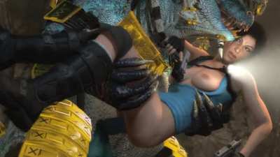 Lara vs. Lizardman (Darsovin) [Tomb Raider]