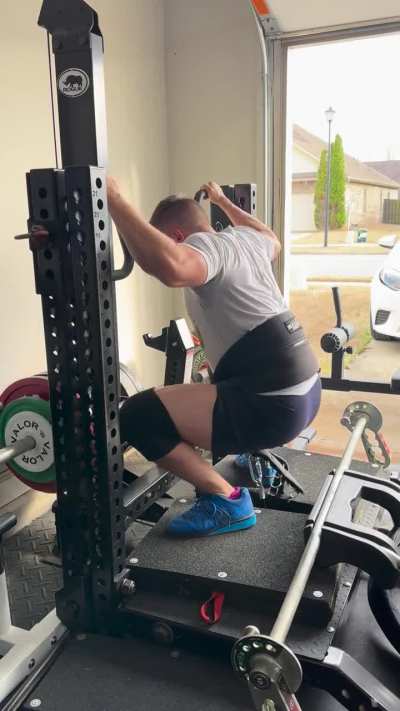 Paused belt squats today 3 sets 460lbs