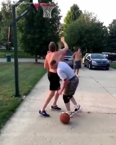 Dad sending his son to the ER from burns on the basketball court