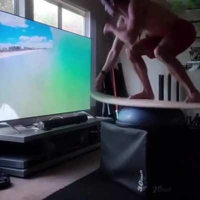 Surfing at home.