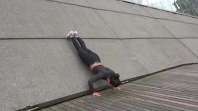 She does some push up variations