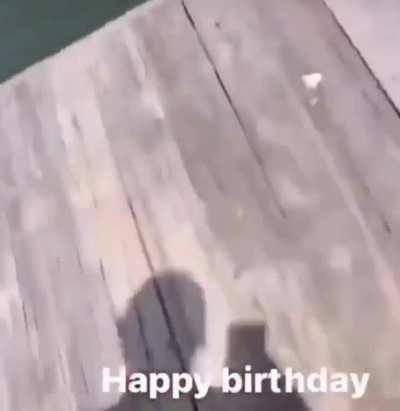 Trying to hit a golf ball between the birthday boy’s legs…