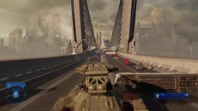 A buddy and I got drunk and played some campaign, ended up with him doing a front side smith grind in a warthog