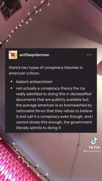 There are two types of conspiracy theories in the USA
