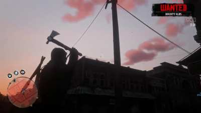 throwing axe + energetic friend = Scream.