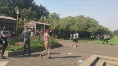 Proud boys run antifa away from Trump Labor Day rally - Salem, Oregon 7th September