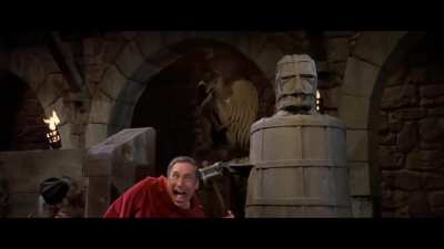 Mel Brooks as Torquemada, singing about the Spanish Inquisition (in a parody of Busby Berkeley-style musicals), the 1981 comedy farce 