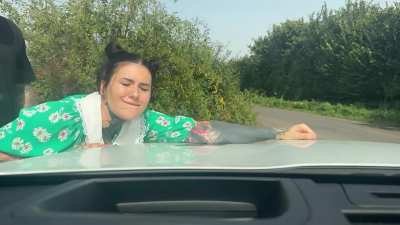 I cant beleive my husband agreed to give me a ride to meet someone I had been speaking to online he sat in the car and watched the whole thing