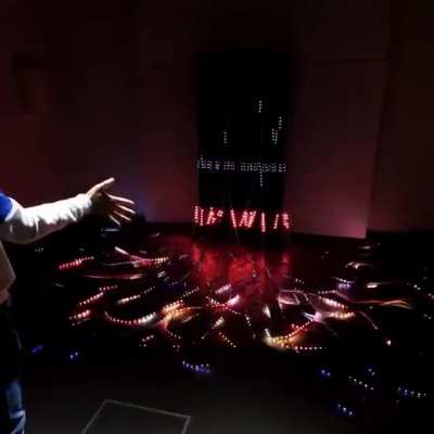 Thirty-two 5-meter long curling LED strips form a flowing interactive mirror. An artwork called Enter by Polish artist Ksawery Kirklewski. Love how this redefines the screen (notes by yours truly)