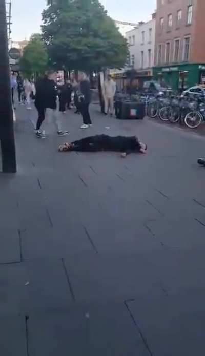 Dublin Guy fights of group who claim he has a fake Canada house coat