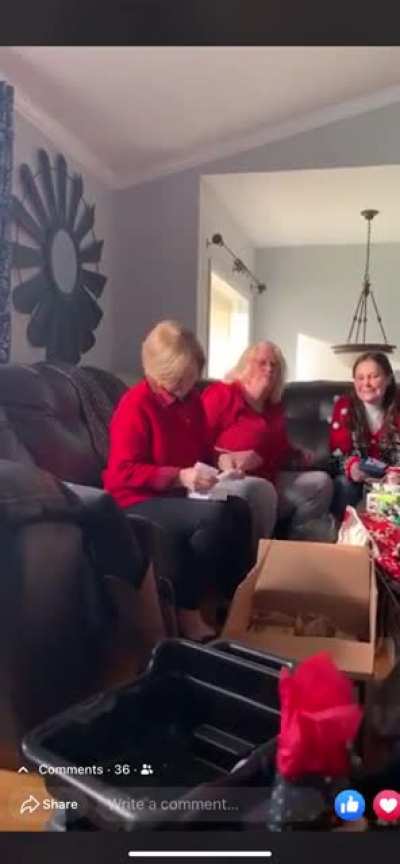 My mother finding out she’s going to be a grandmother.