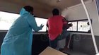 Indian Police setup an ambulance with a fake COVID 19 patient and putting people caught without masks inside them as punishment.