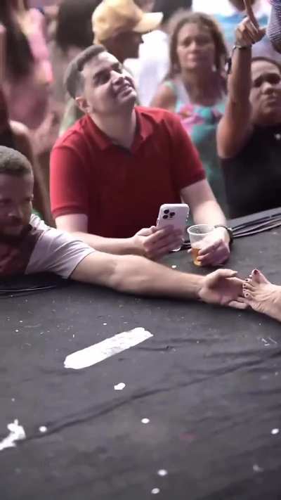 Casually enjoying a concert. 