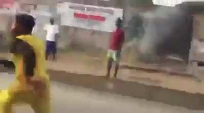 Guy tried to jump above a moving car
