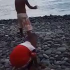There was an attempt to throw a rock at the sea