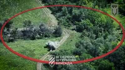 Drone operators of the Third Assault Brigade destroyed a Russian soldier on a motorbike using an FPV drone, Kharkiv direction.