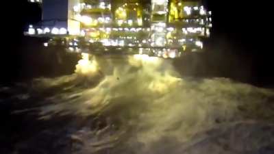 Oil rig in a storm