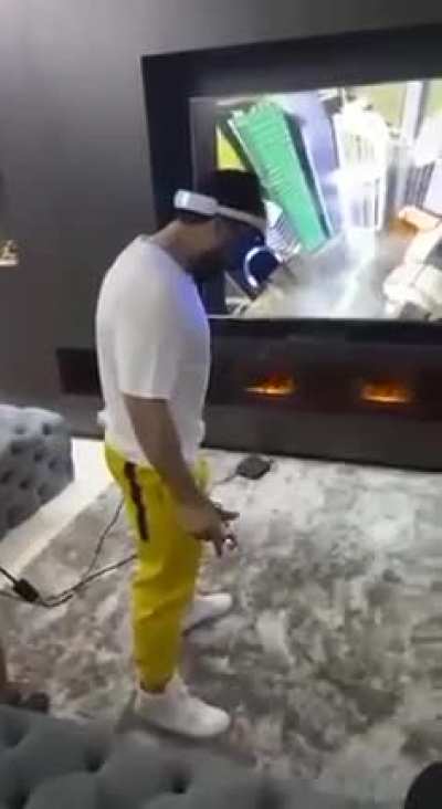 Trying to jump while playing with VR.