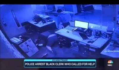 Black hotel clerk calls police on unruly man in lobby. Cops assault and arrest clerk almost instantly on arrival, give unruly man a 