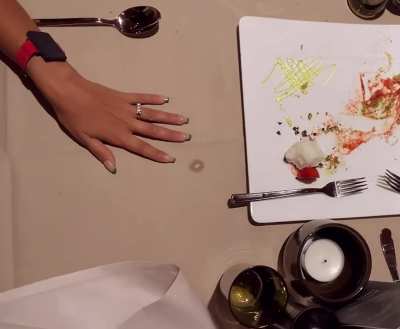 Pussy flashing at the restaurant